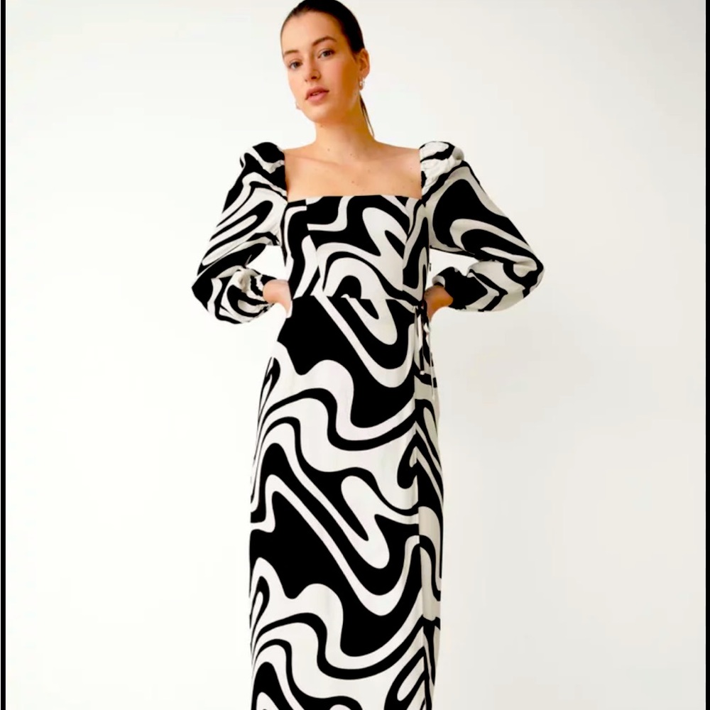 & Other Stories Square Neck Midi Dress